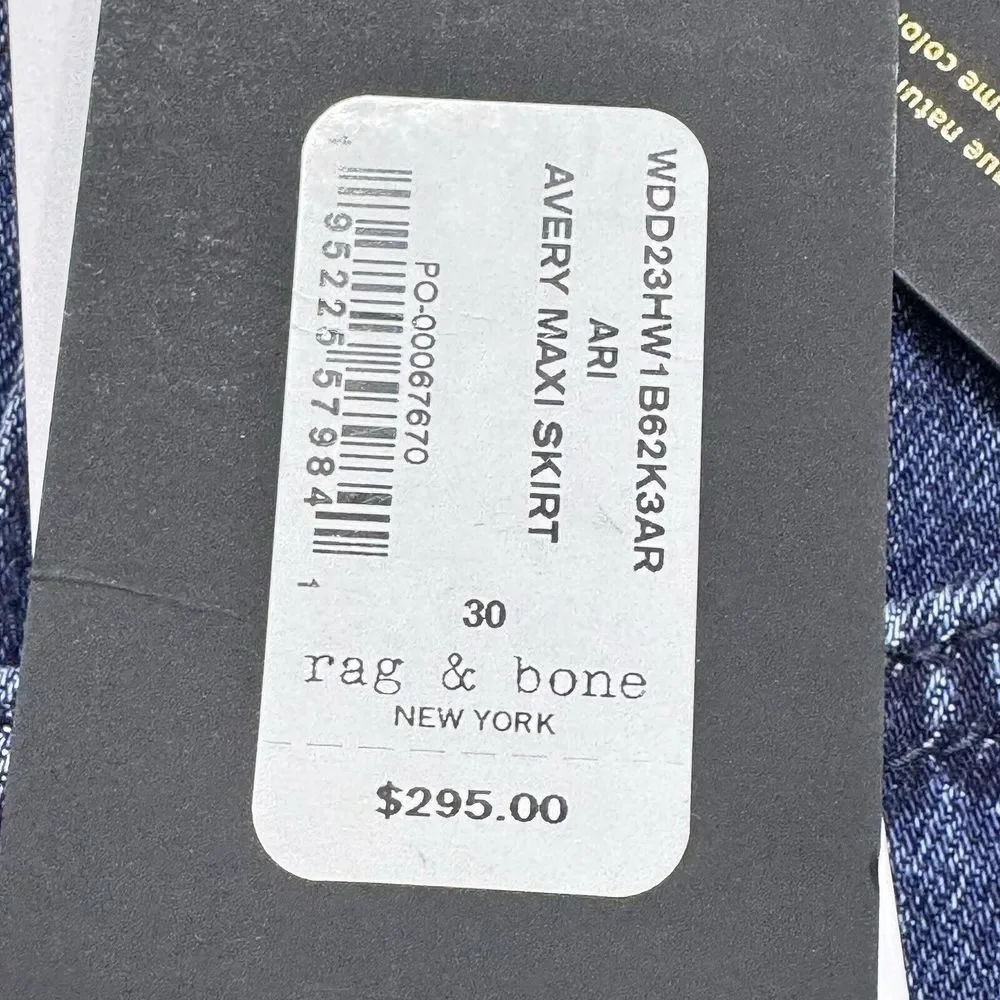 RAG & BONE Avery Maxi Skirt Size 30 Kaihara‎ Denim New NWT $295